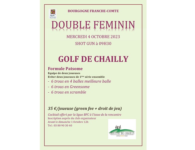 Double Féminin golf Château de Chailly